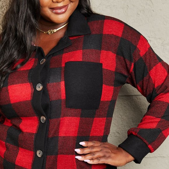 Heimish Make It Last Full Size Contrast Plaid Shacket - Picture 11 of 11